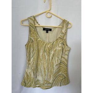 Kasper Womens Yellow Printed Sleeveless Tank Top 12P